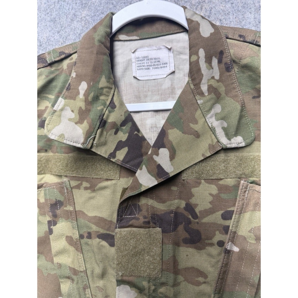 US Army Combat Uniform Jacket MC Camo FR Ripstop‎ Size 33 Long NSN 8415016233001 - Picture 11 of 12